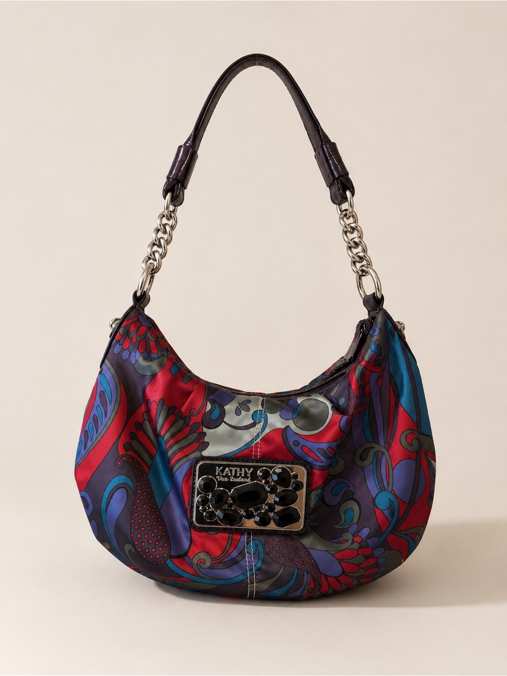 Kathy Van Zeeland Vintage Y2K Satin Feel Boho Shoulder Bag ✨🖤